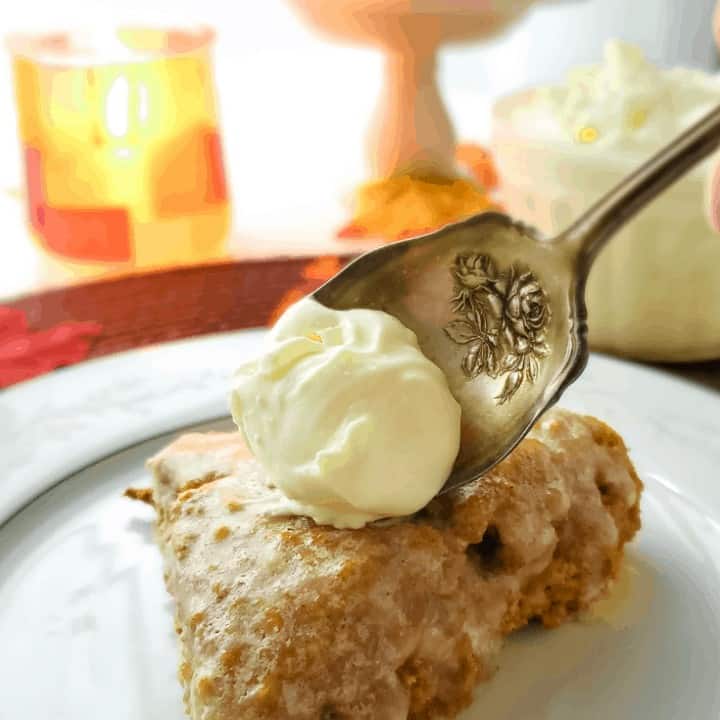 Pumpkin scone with clotted cream