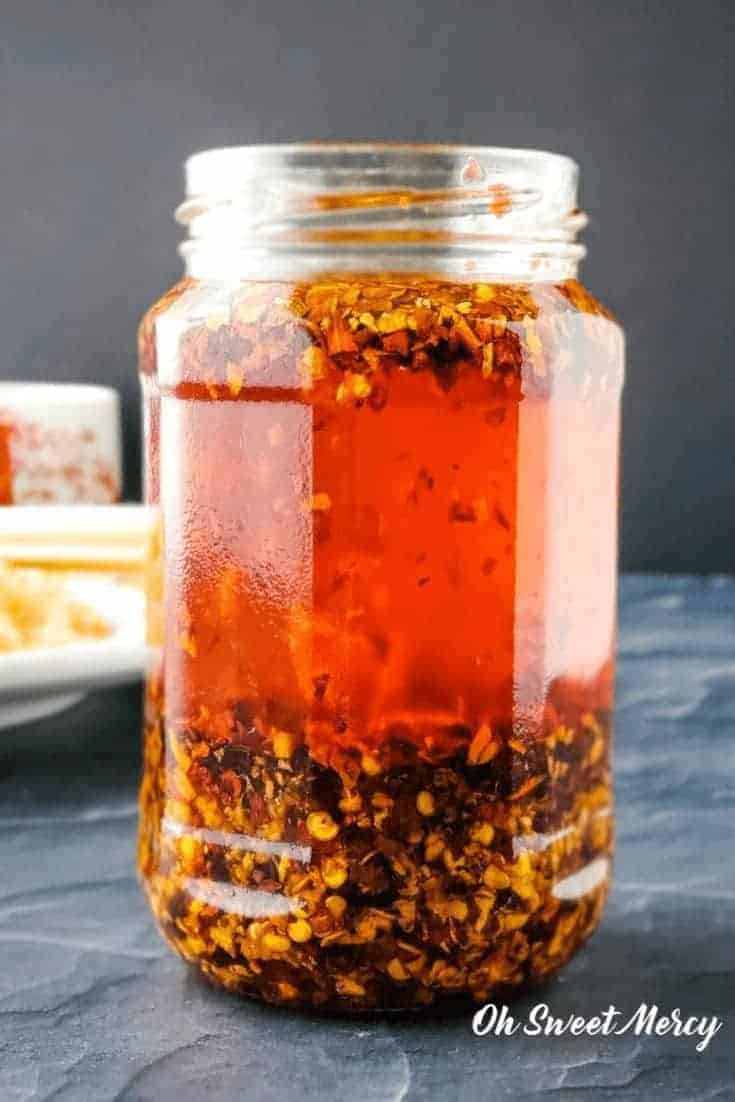 Jar of chili garlic oil