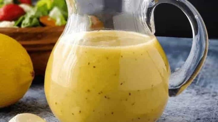 Jar of creamy citrus salad dressing
