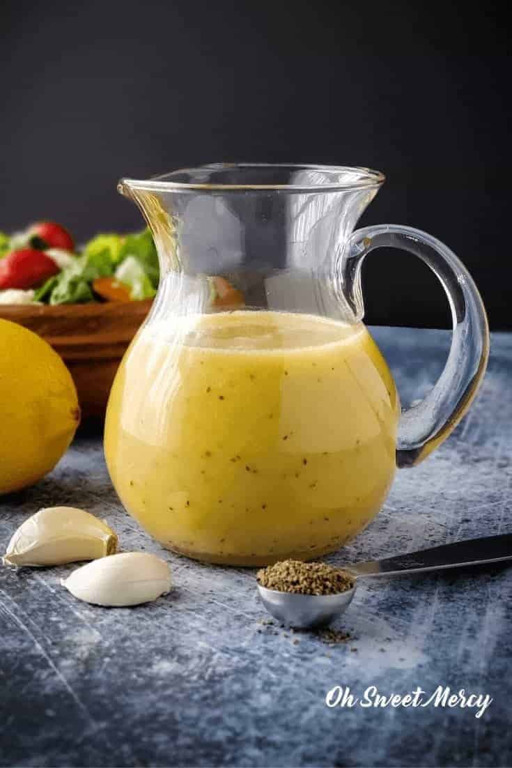 Jar of creamy citrus salad dressing