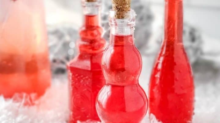Sugar Free Cranberry Simple Syrup in decorative bottles