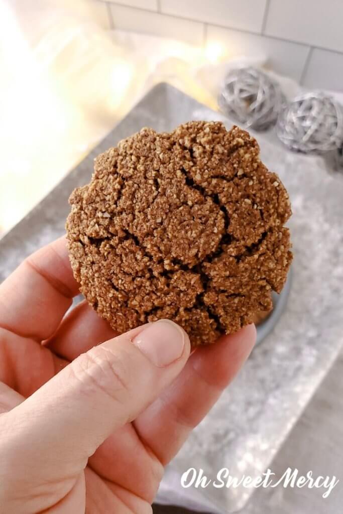 Ginger molasses cookie in hand