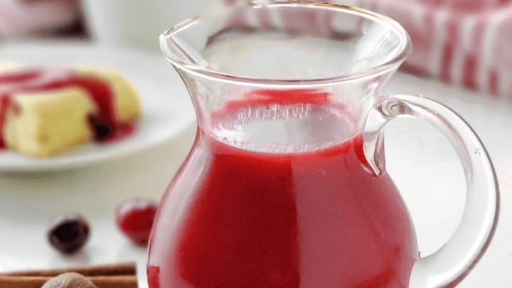 small pitcher of cranberry sauce