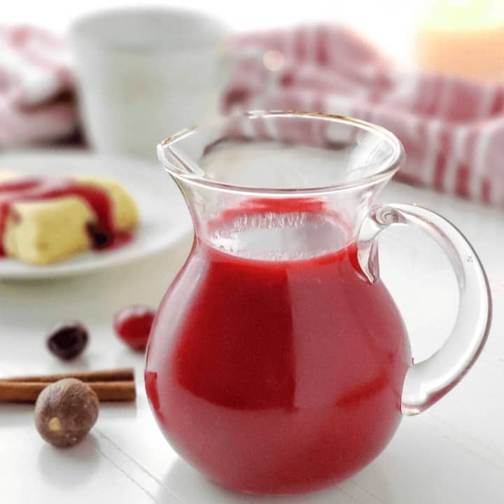 small pitcher of cranberry sauce