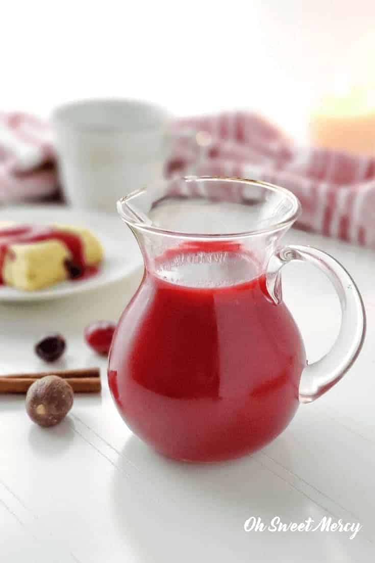 small pitcher of cranberry sauce