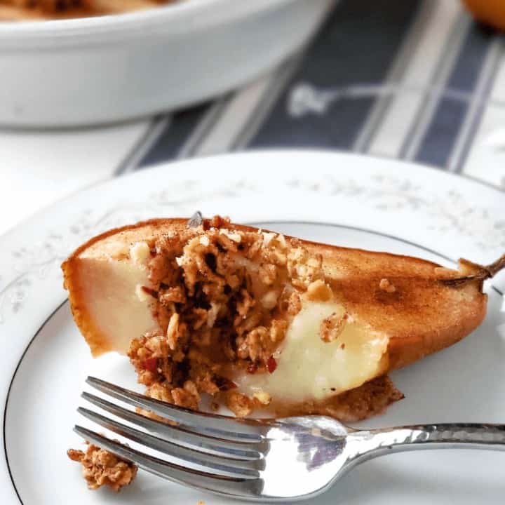 baked pears on a plate