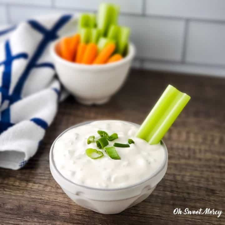 Blue cheese dip with celery