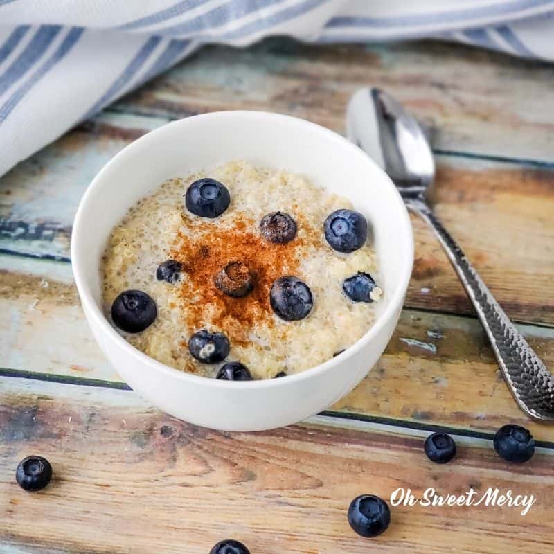 Creamy Berry Quinoa Bowl with blueberries