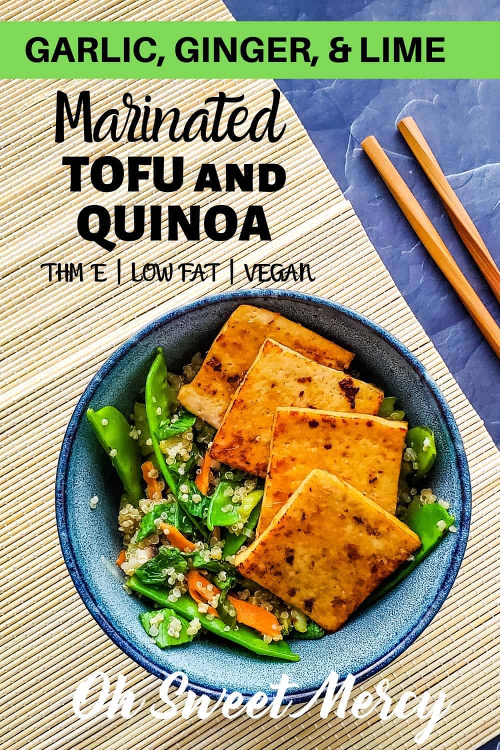 My Garlic, Ginger, and Lime Marinated Tofu and Quinoa makes a delicious, healthy, low fat, and meatless THM E meal choice. Packed with veggies and flavor, you'll never miss the fat (or the meat).