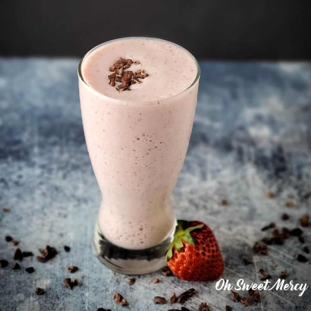 Glass of Chocolate Covered Strawberry Smoothie