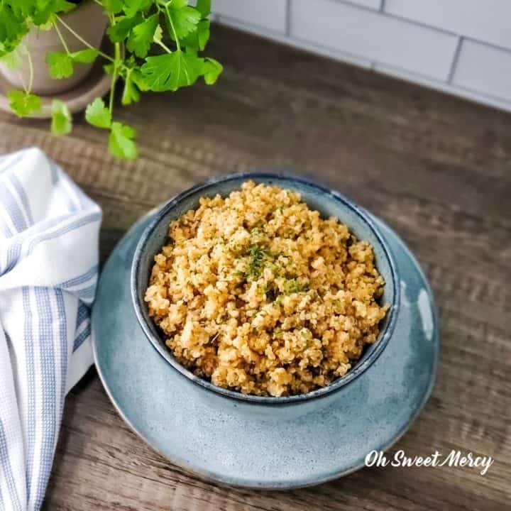 Bowl of easy herbed quinoa