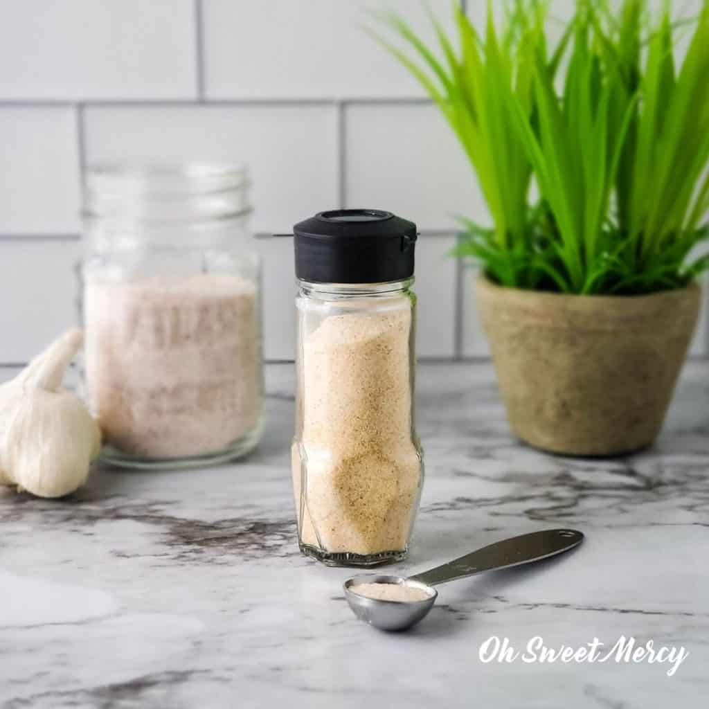 Bottle of homemade garlic salt