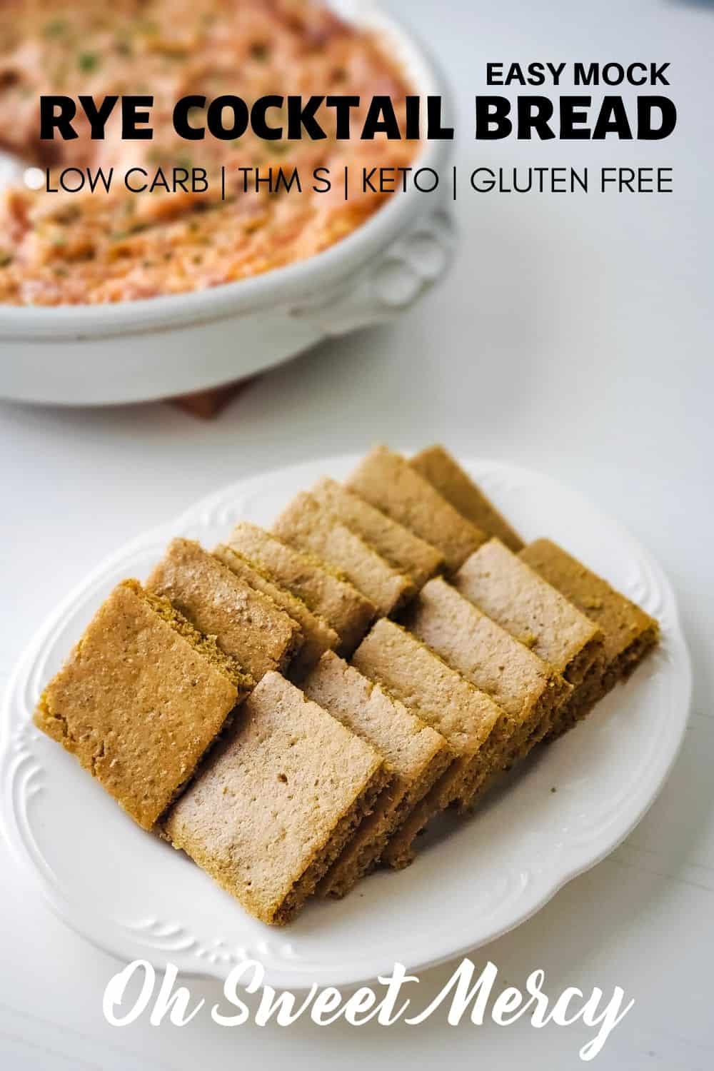 Super easy, low carb, Mock Rye Cocktail Bread is ready to eat in less than an hour. Perfect for parties, appetizers, and snacking. #thm #lowcarb #keto #glutenfree #ryebread