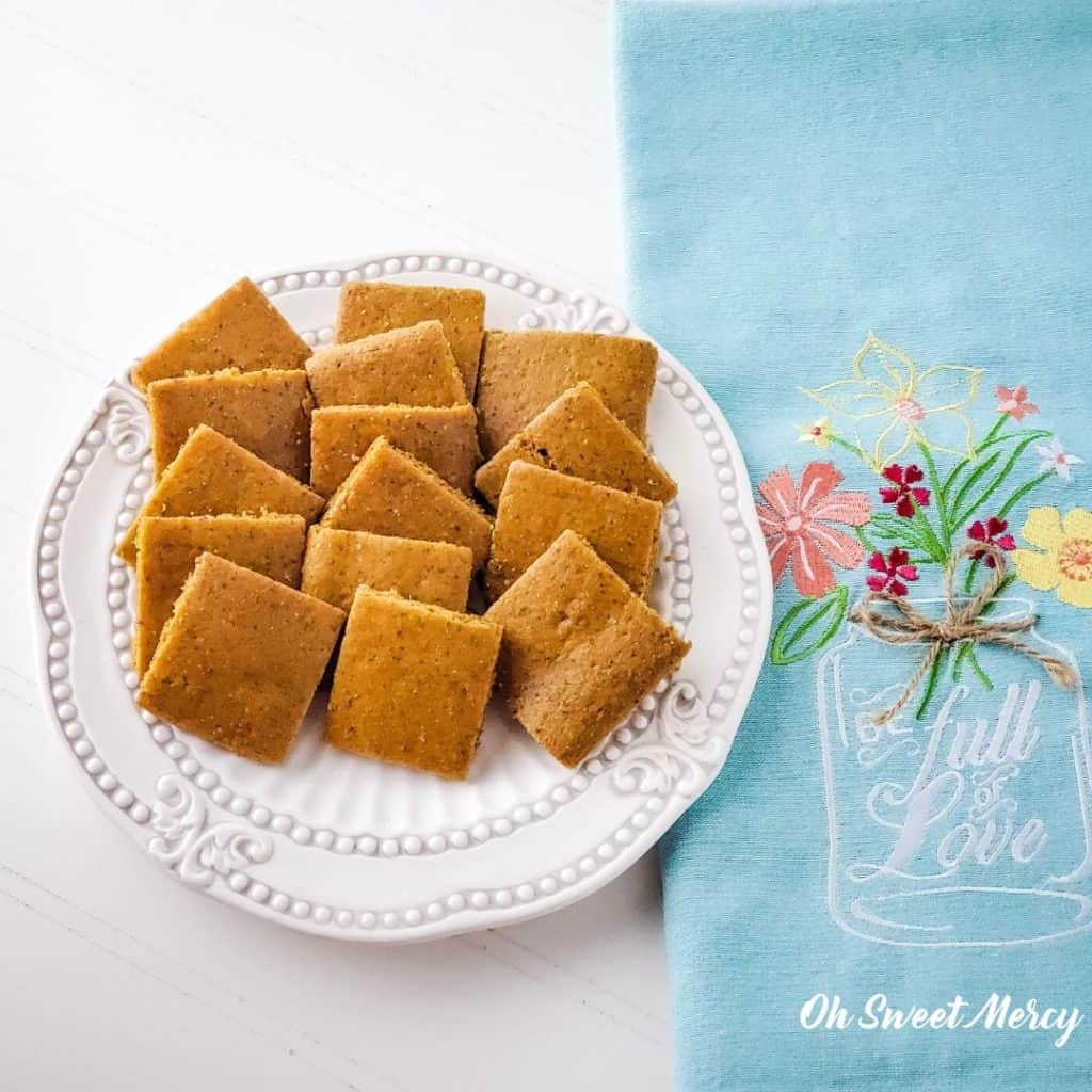 Plate of mock rye cocktail bread