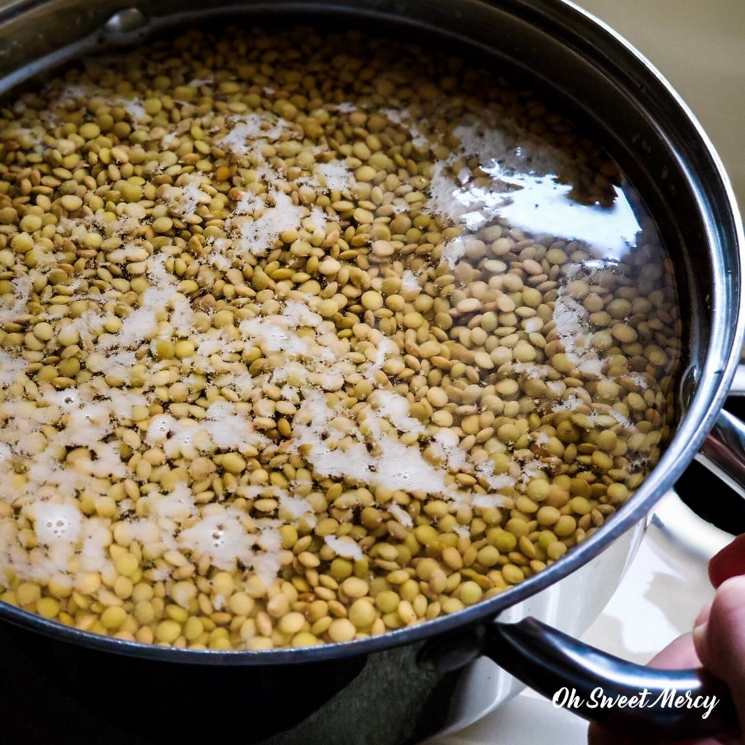 Soaking lentils