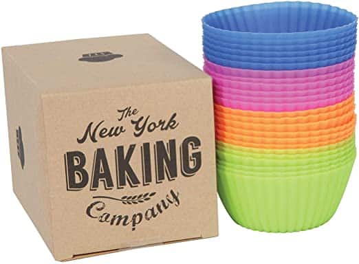 NY Baking Co. - Silicone Baking Cups - Reusable Cupcake Liners - Stand Alone Pan-Free and Non-Stick - Muffin Liners 24 Count