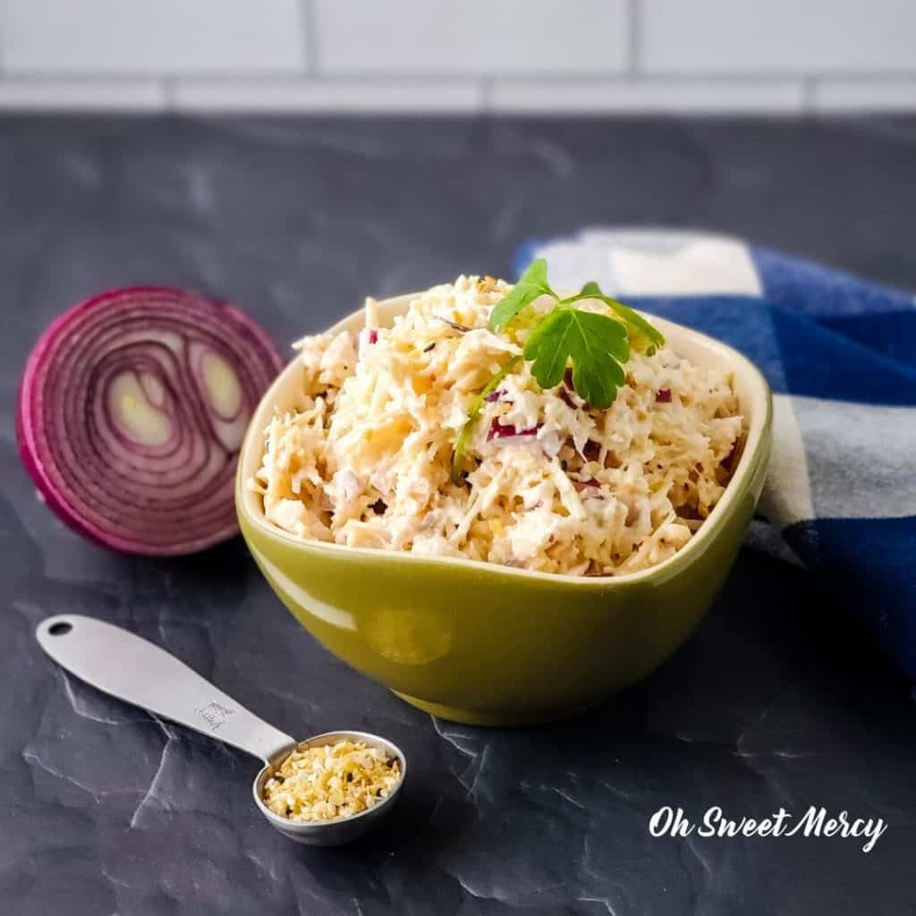 Bowl of Everything Bagel Seasoning Chicken Salad