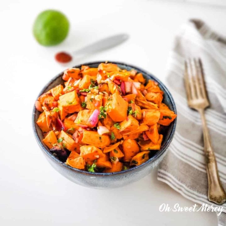 Bowl of Chipotle Lime Roasted Sweet Potato Salad