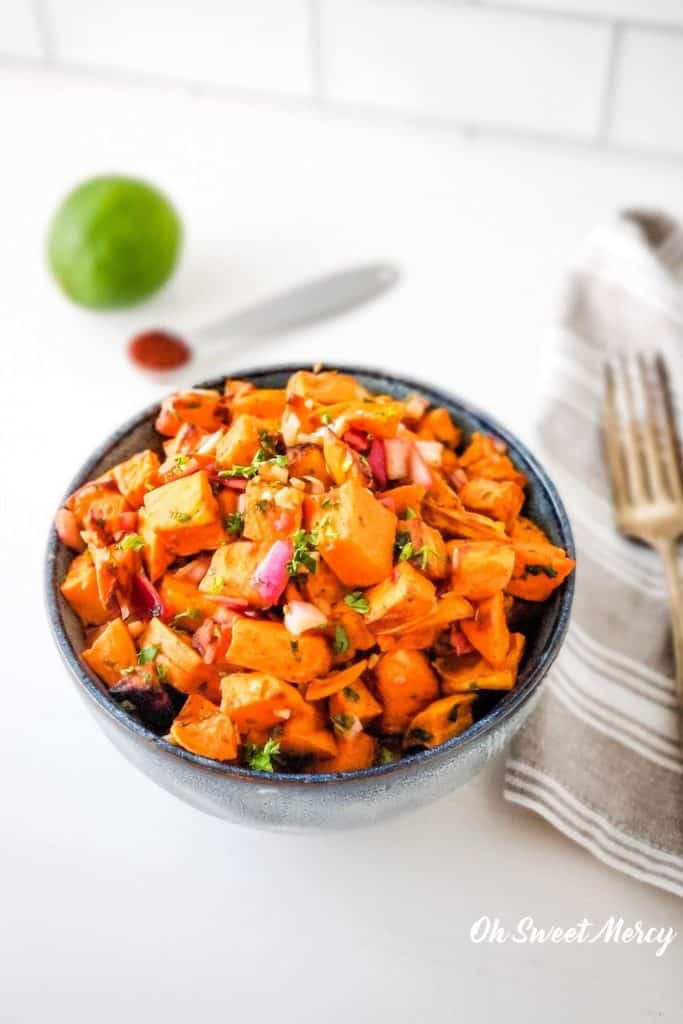 Bowl of Chipotle Lime Roasted Sweet Potato Salad