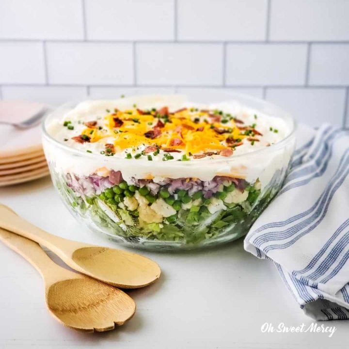 Bowl of Low Carb 7 Layer Salad