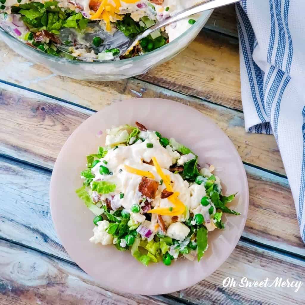 Low Carb 7 Layer Salad on a plate