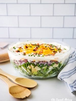 Bowl of Low Carb 7 Layer Salad