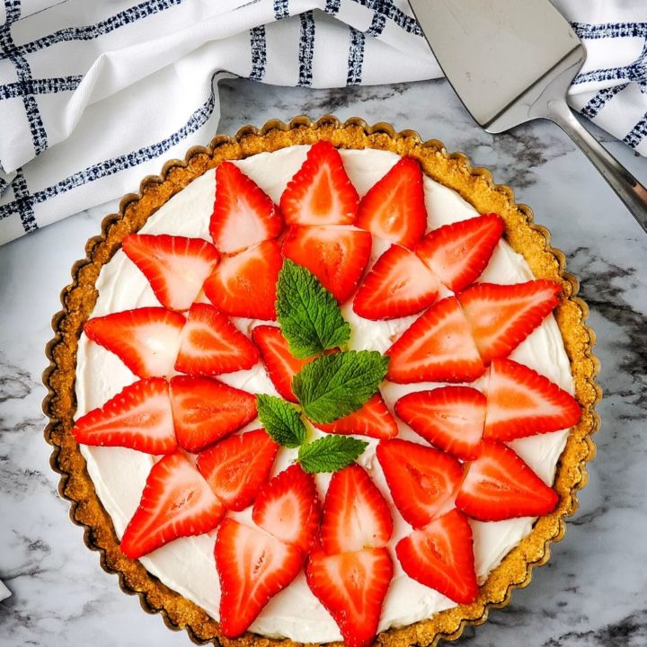 Strawberry Mascarpone Tart with fresh strawberries