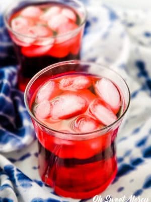 Glasses of refreshing cold brew hibiscus tea