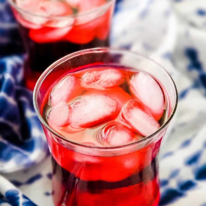 Glasses of refreshing cold brew hibiscus tea