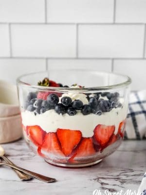 Bowl of beautiful low carb layered berry dessert