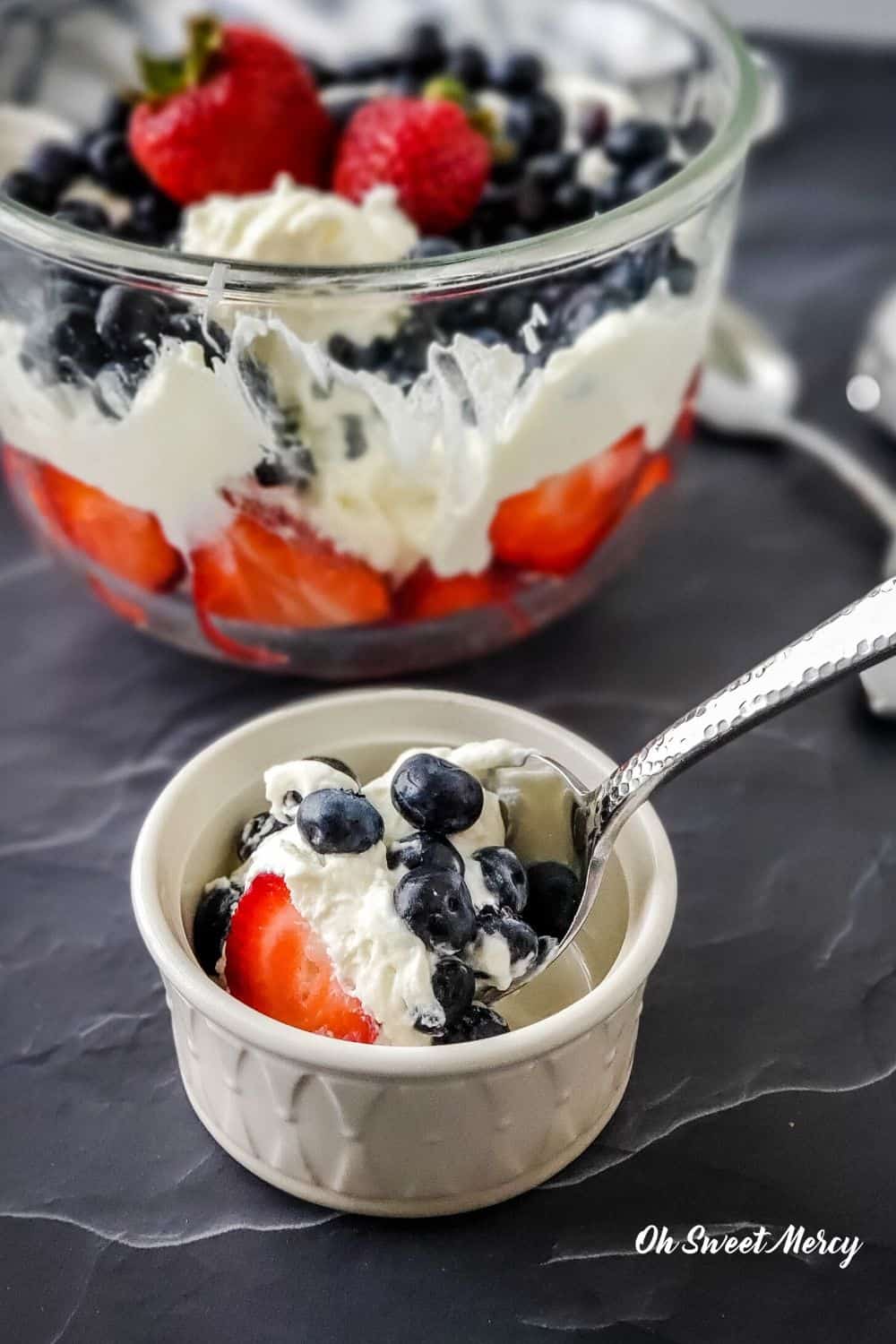 Layered Berries and Cream Dessert Low Carb, THM S Oh Sweet Mercy