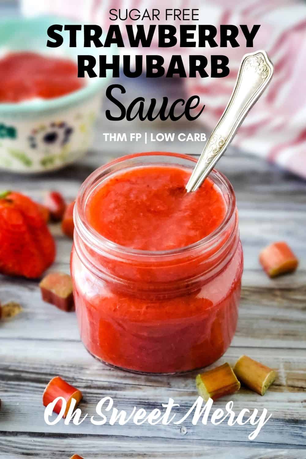 Got rhubarb? You need to make my Sugar free Strawberry Rhubarb Sauce! It's perfect on low carb ice cream, breads, muffins, top cottage cheese or yogurt with it...or just eat it with a spoon. So delicious! #lowcarb #sugarfree #rhubarb #strawberry #thm