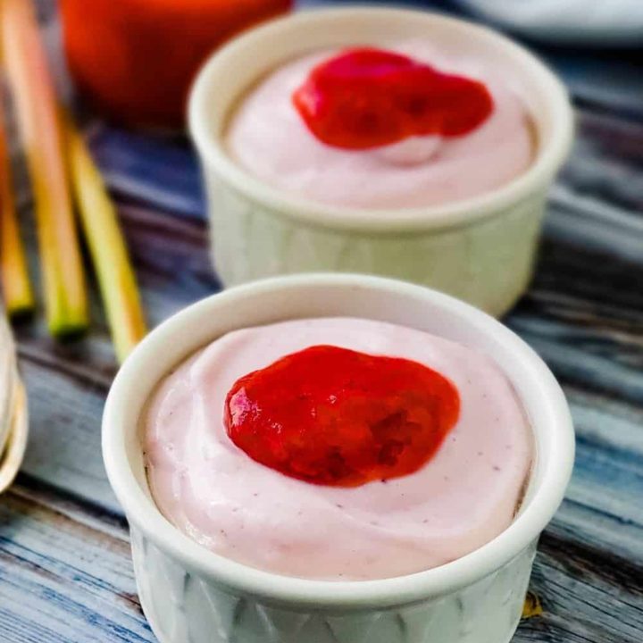 2 bowls of Strawbery Rhubarb Whipped Cottage Cheese