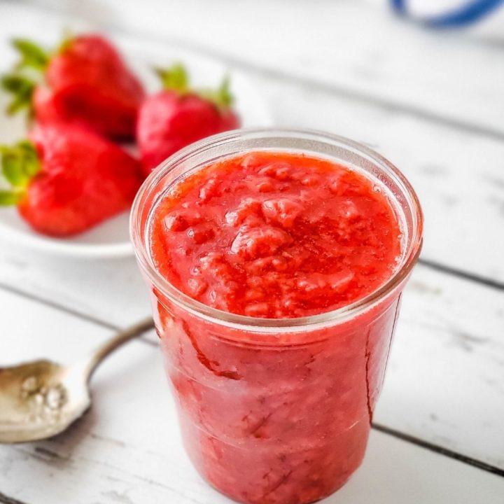 Jar of sugar free strawberry sauce