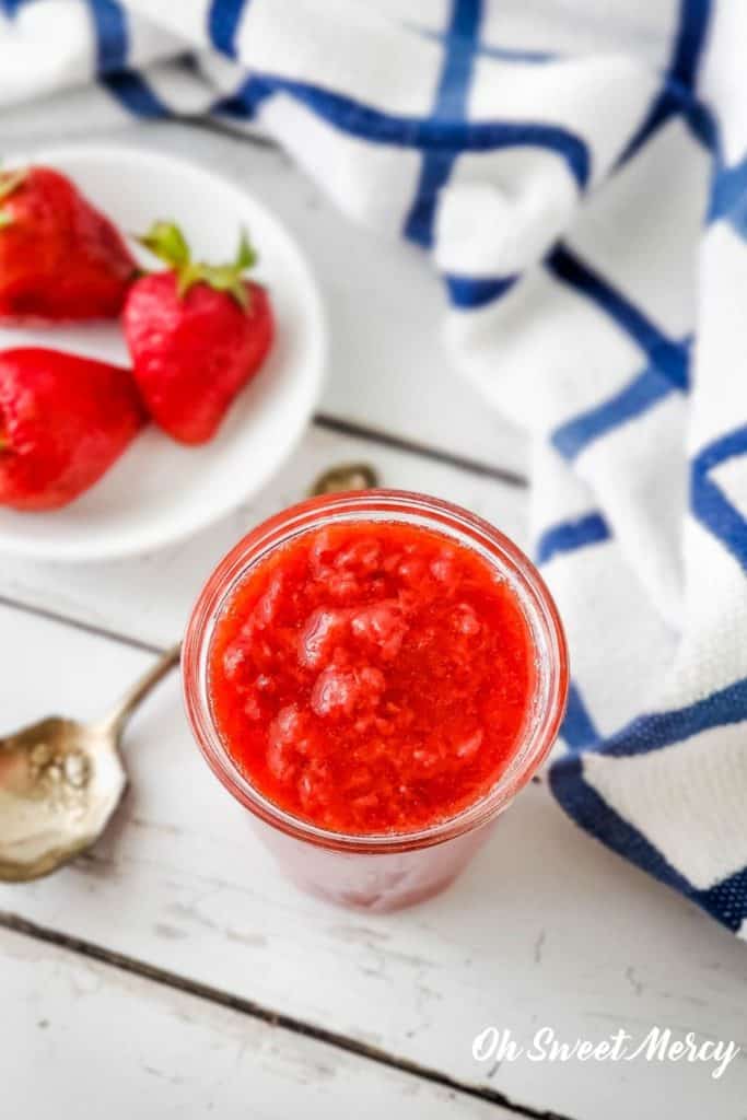 Jar of sugar free strawberry sauce