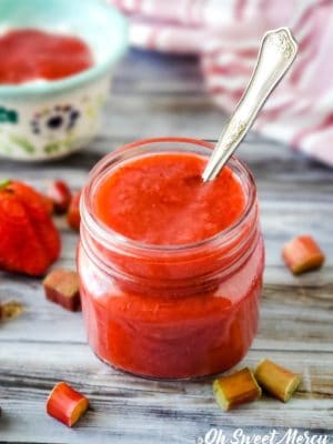 Small jar of sugar free strawberry rhubarb sauce