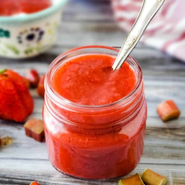 Small jar of sugar free strawberry rhubarb sauce