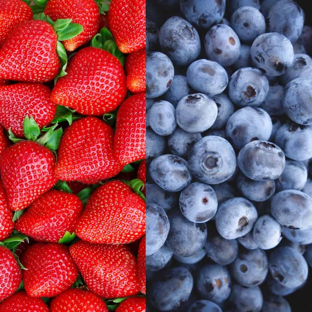 fresh strawberries and blueberries