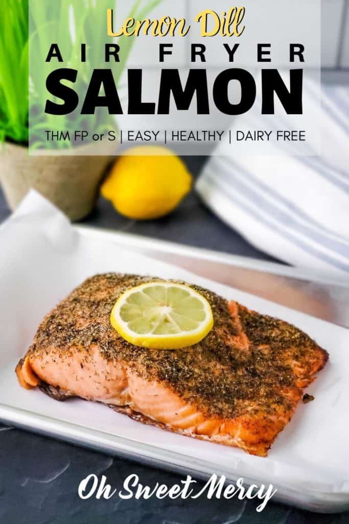 Lemon Dill Salmon for air fryer Pinterest Image