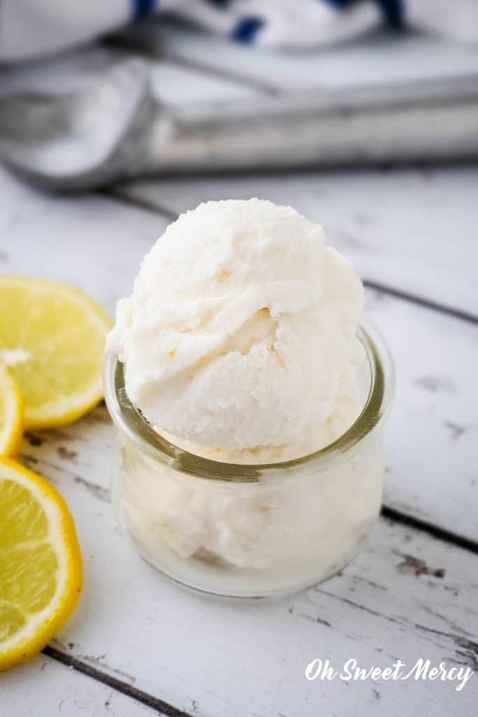 Scoops of lemon ice cream