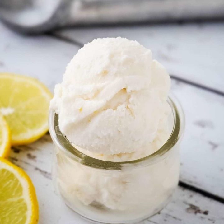 Scoops of lemon ice cream