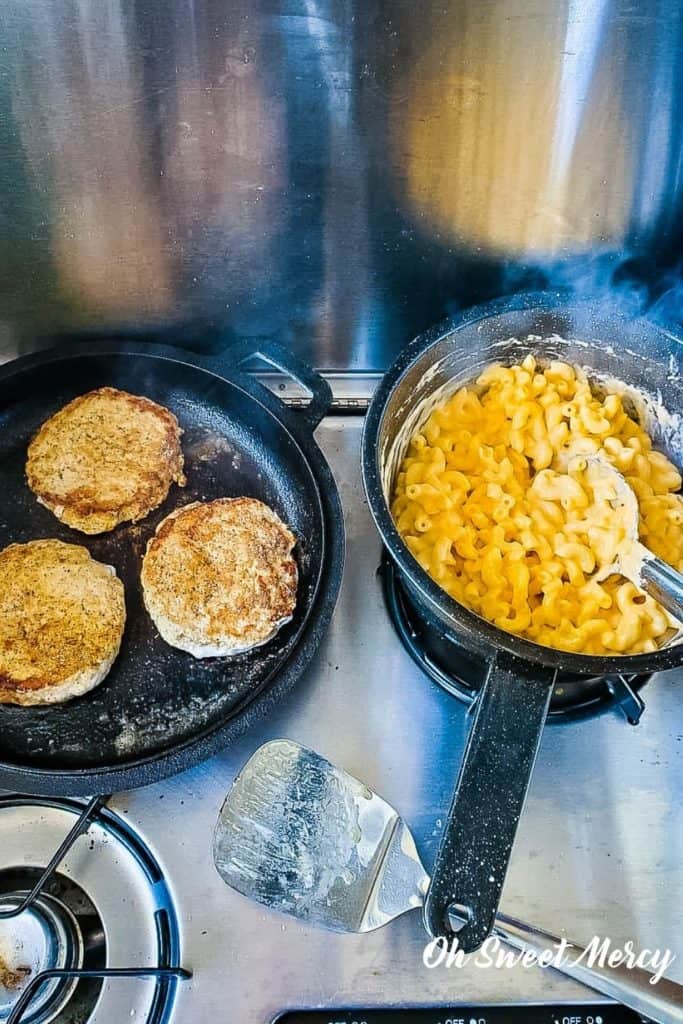 Low carb mac and cheese made while camping using this cheese sauce