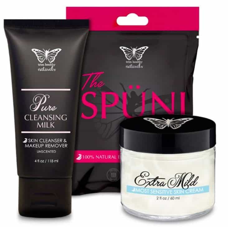 Product bundle: Pure Cleansing Milk, Spunj Facial Exfoliator, Extra Mild Cleansing Cream