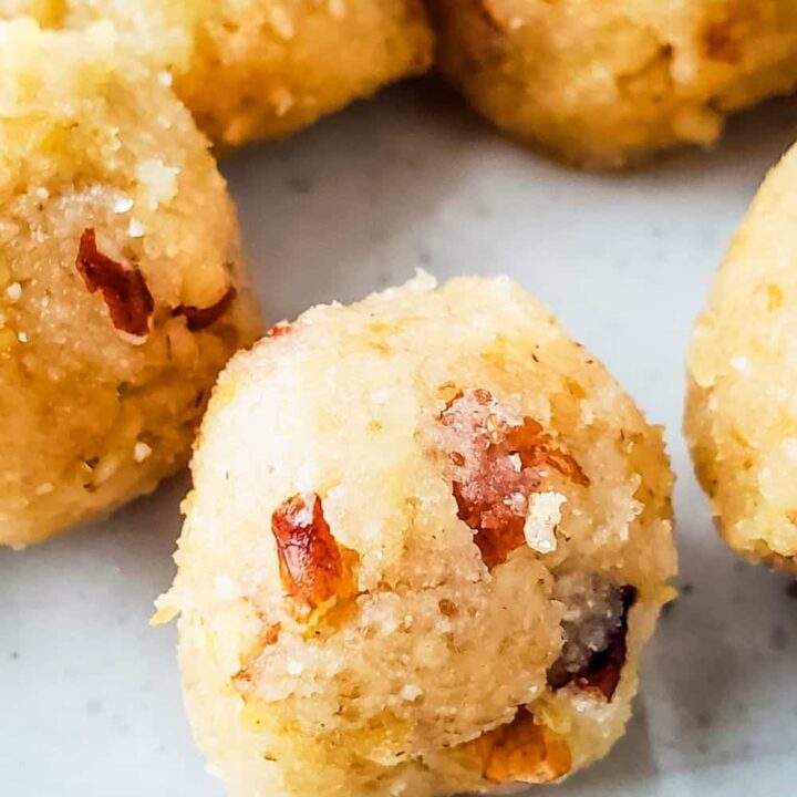 Close up of finished protein balls