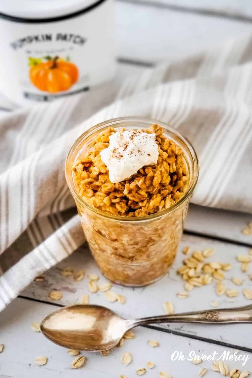 Caramel Pumpkin Spice Overnight Oats THM E Oh Sweet Mercy