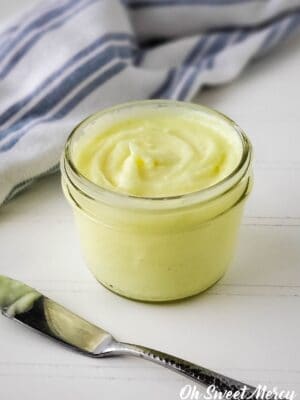 Small jar of homemade buttery coconut oil