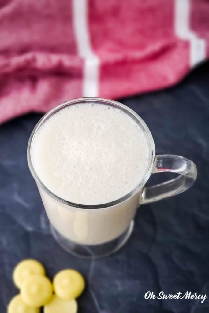 Glass mug of finished recipe