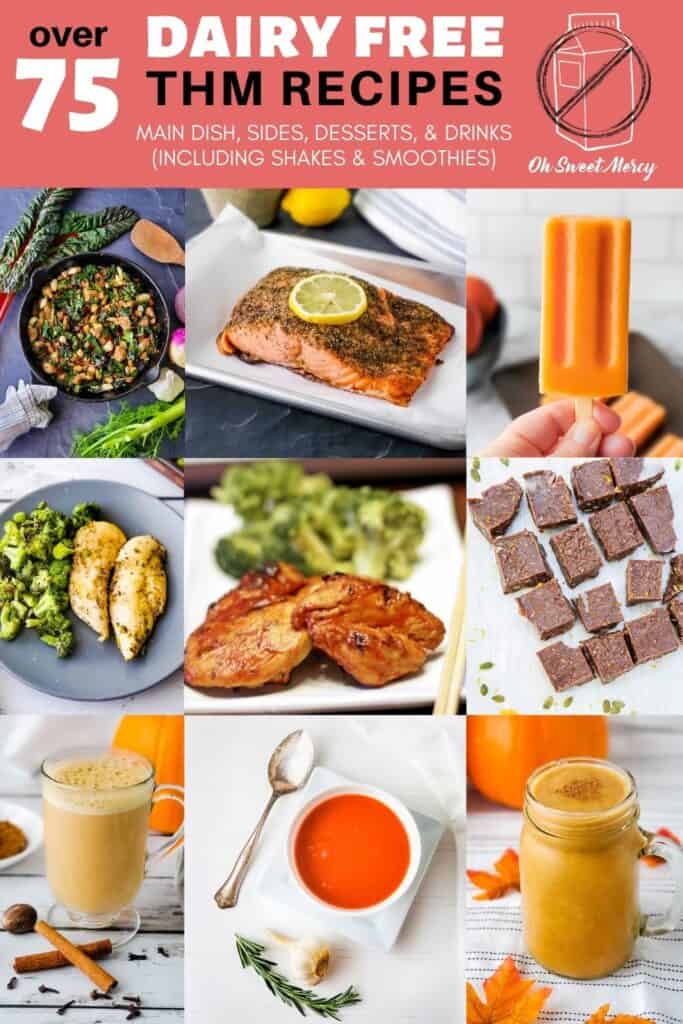 Collage of dairy free recipes for THM