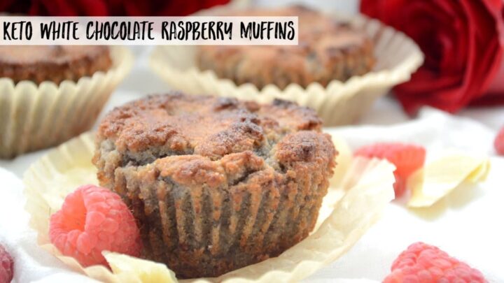 Image for Keto White Chocolate Raspberry Muffins {grain-free, sugar-free}