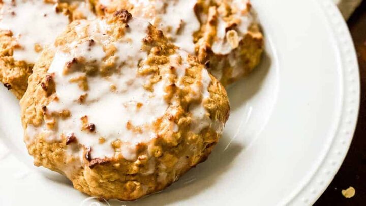 Image for Healthy Peanut Butter Banana Scones with Salted Caramel Glaze| THM E
